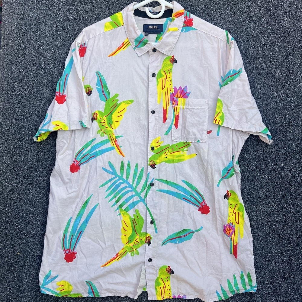 Roark Journey‎ Macaw Short Sleeve Button Down Size XL